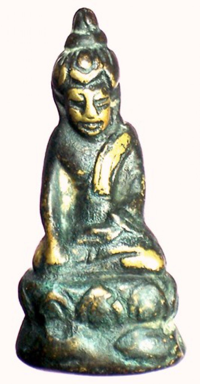 พระบัวเข็ม ฐานบัวมีปูปบา เก่่าเนื้อสัมริด