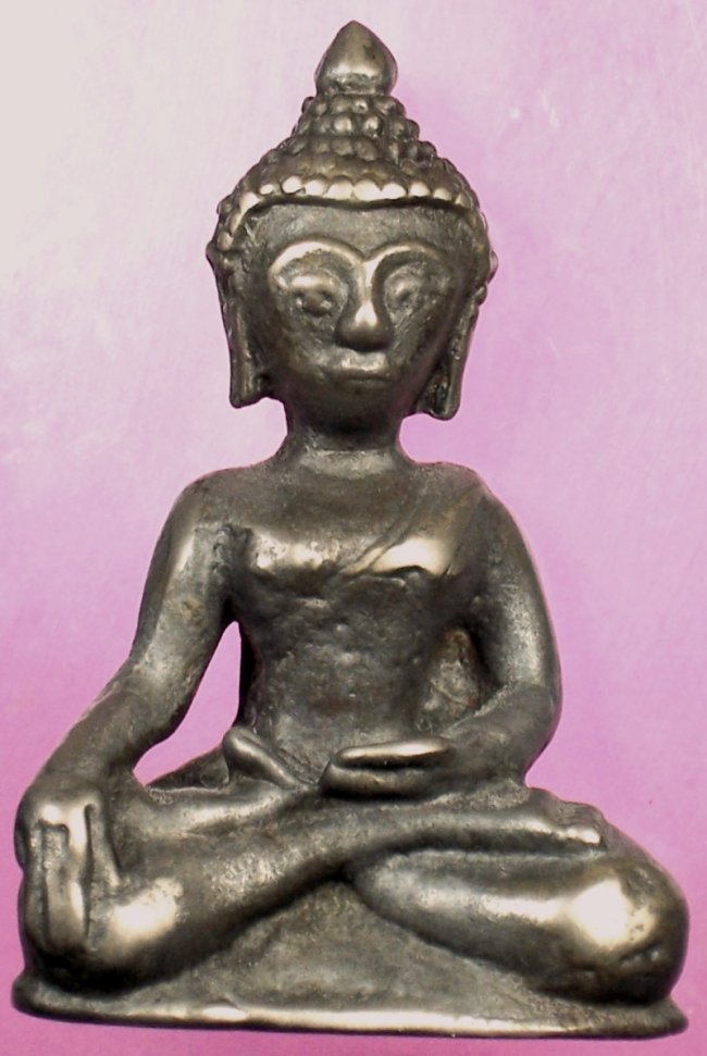 พระเชียงแสนหน้าเชียงรุ้ง เนื้อสัมริดเงิน กรุเชียงแสน หน้าตัก 1 นิ้ว